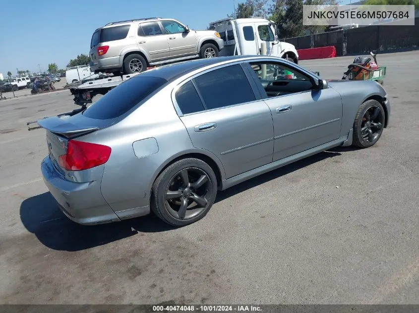 2006 Infiniti G35 VIN: JNKCV51E66M507684 Lot: 40474048