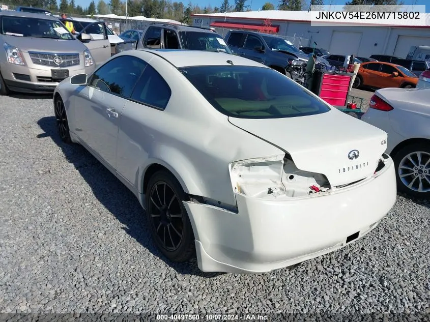 2006 Infiniti G35 VIN: JNKCV54E26M715802 Lot: 40497560