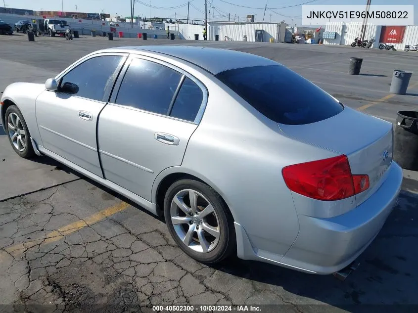 2006 Infiniti G35 VIN: JNKCV51E96M508022 Lot: 40502300