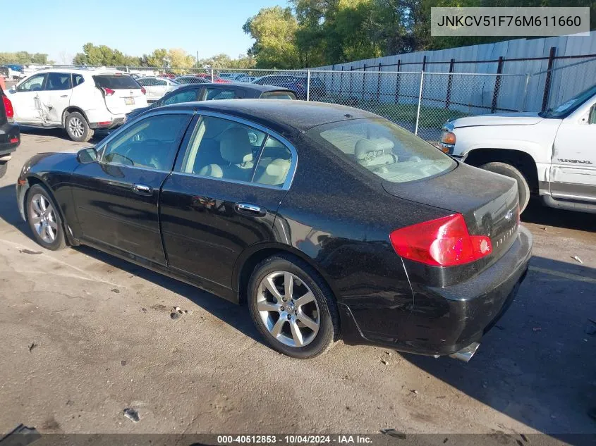 2006 Infiniti G35X VIN: JNKCV51F76M611660 Lot: 40512853