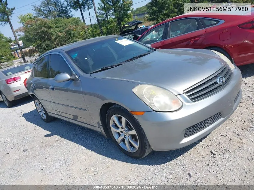 2006 Infiniti G35 VIN: JNKCV51E56M517980 Lot: 40537540