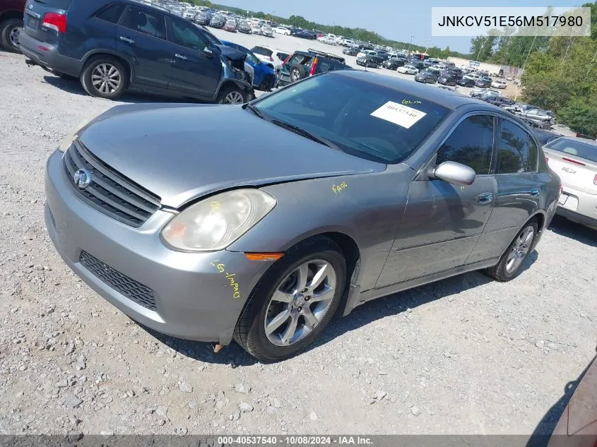 2006 Infiniti G35 VIN: JNKCV51E56M517980 Lot: 40537540