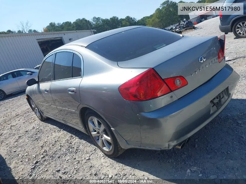 2006 Infiniti G35 VIN: JNKCV51E56M517980 Lot: 40537540