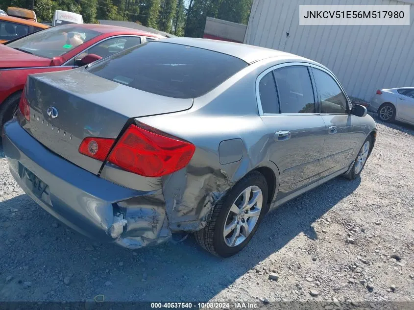 2006 Infiniti G35 VIN: JNKCV51E56M517980 Lot: 40537540