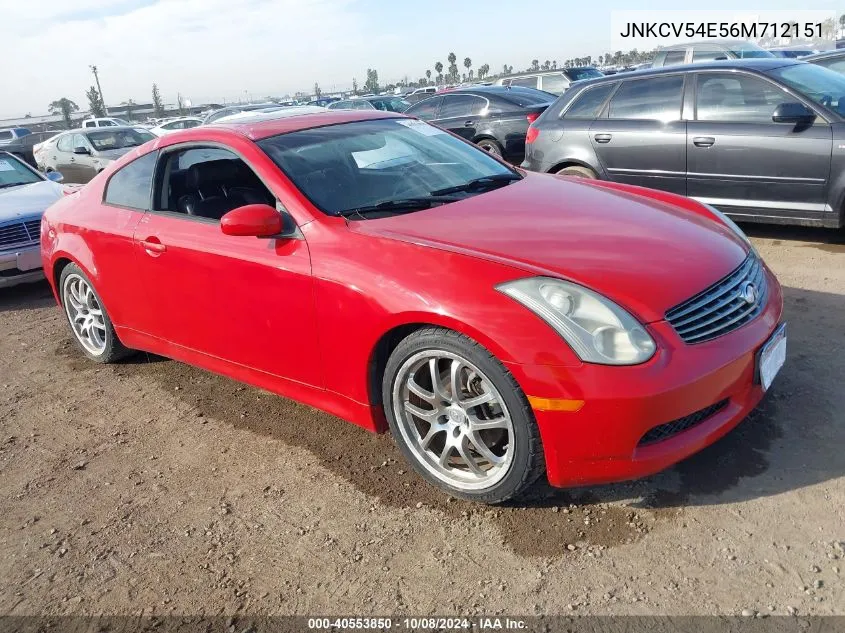 2006 Infiniti G35 VIN: JNKCV54E56M712151 Lot: 40553850