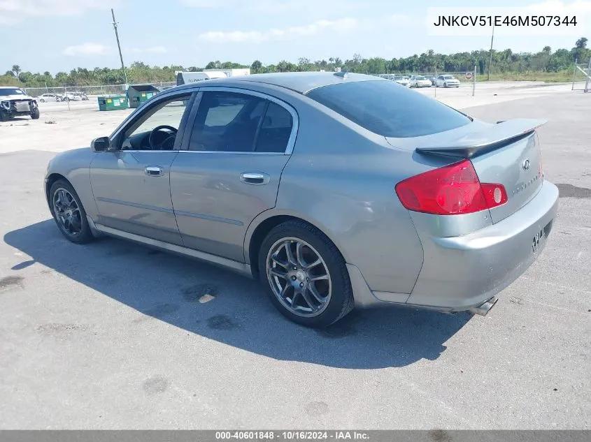 2006 Infiniti G35 VIN: JNKCV51E46M507344 Lot: 40601848