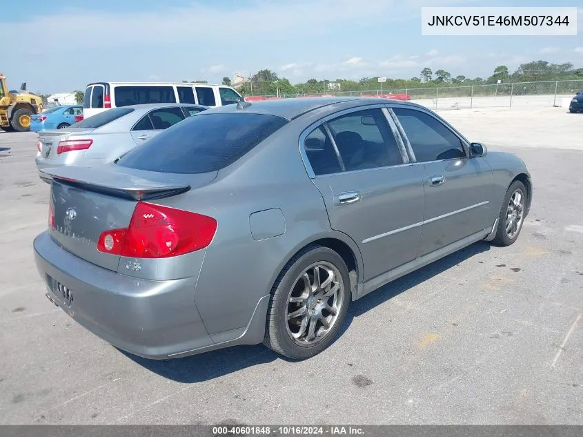 2006 Infiniti G35 VIN: JNKCV51E46M507344 Lot: 40601848