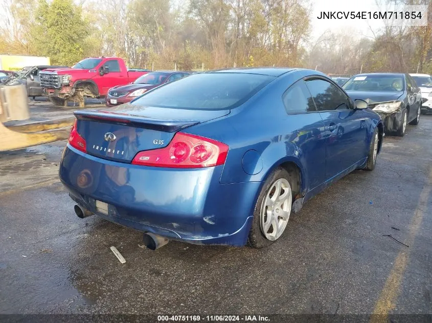 2006 Infiniti G35 VIN: JNKCV54E16M711854 Lot: 40751169