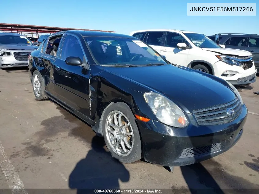 2006 Infiniti G35 VIN: JNKCV51E56M517266 Lot: 40760360