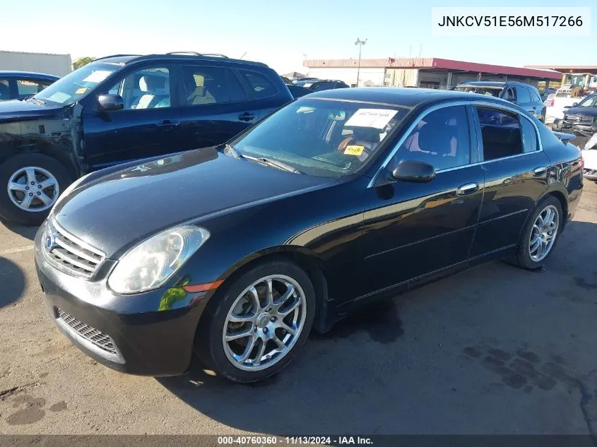 2006 Infiniti G35 VIN: JNKCV51E56M517266 Lot: 40760360