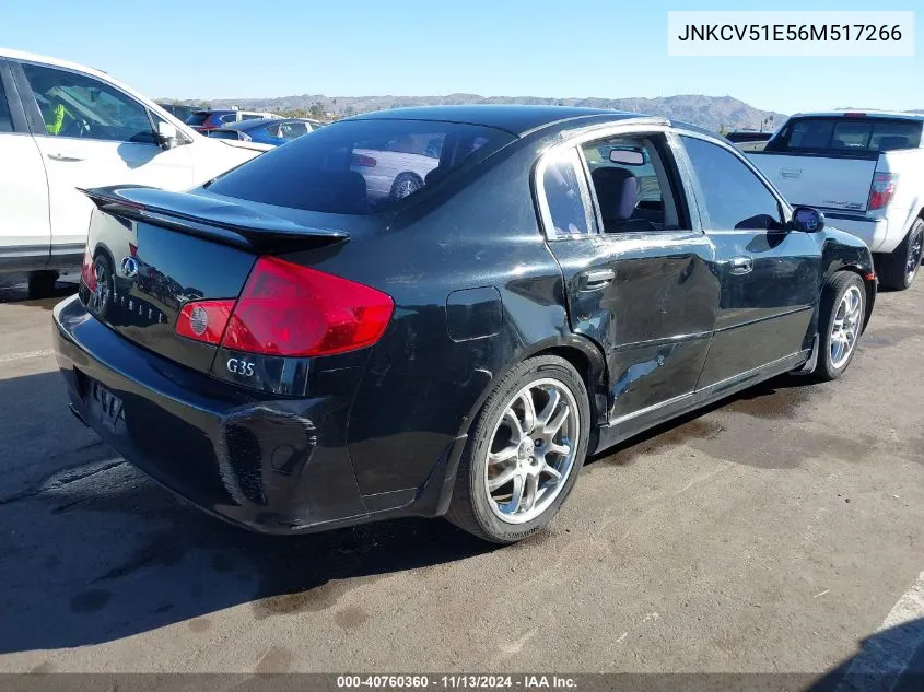 2006 Infiniti G35 VIN: JNKCV51E56M517266 Lot: 40760360