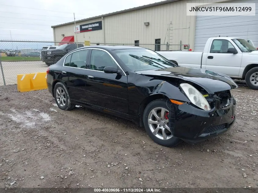 2006 Infiniti G35X VIN: JNKCV51F96M612499 Lot: 40839656