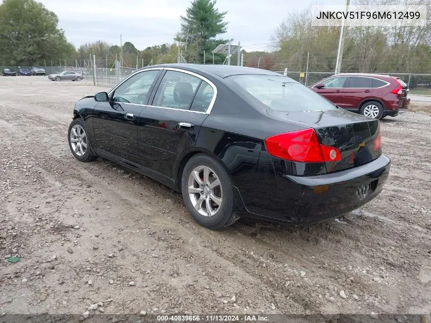 2006 Infiniti G35X VIN: JNKCV51F96M612499 Lot: 40839656