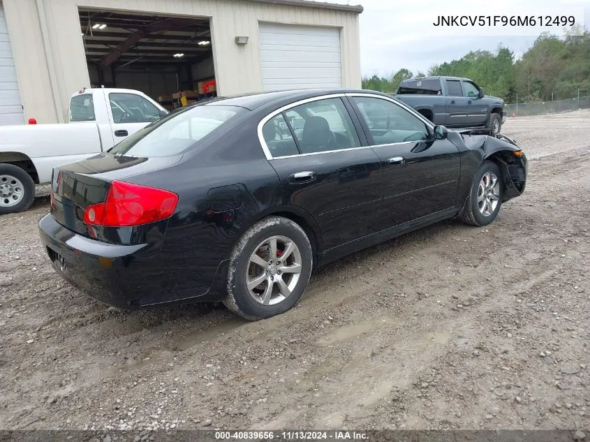 2006 Infiniti G35X VIN: JNKCV51F96M612499 Lot: 40839656