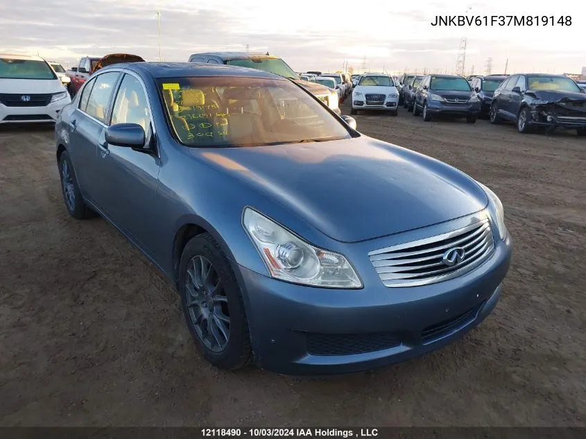 2007 Infiniti G35 VIN: JNKBV61F37M819148 Lot: 12118490