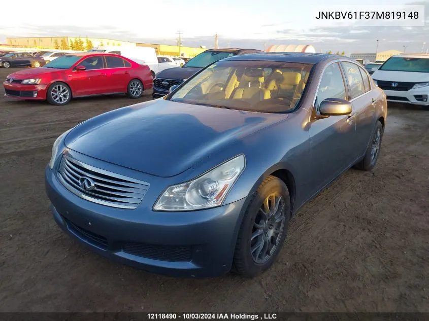 2007 Infiniti G35 VIN: JNKBV61F37M819148 Lot: 12118490