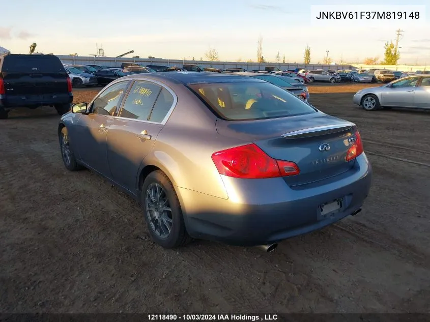 2007 Infiniti G35 VIN: JNKBV61F37M819148 Lot: 12118490