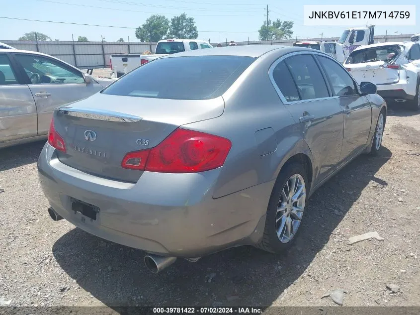 2007 Infiniti G35 Journey VIN: JNKBV61E17M714759 Lot: 39781422