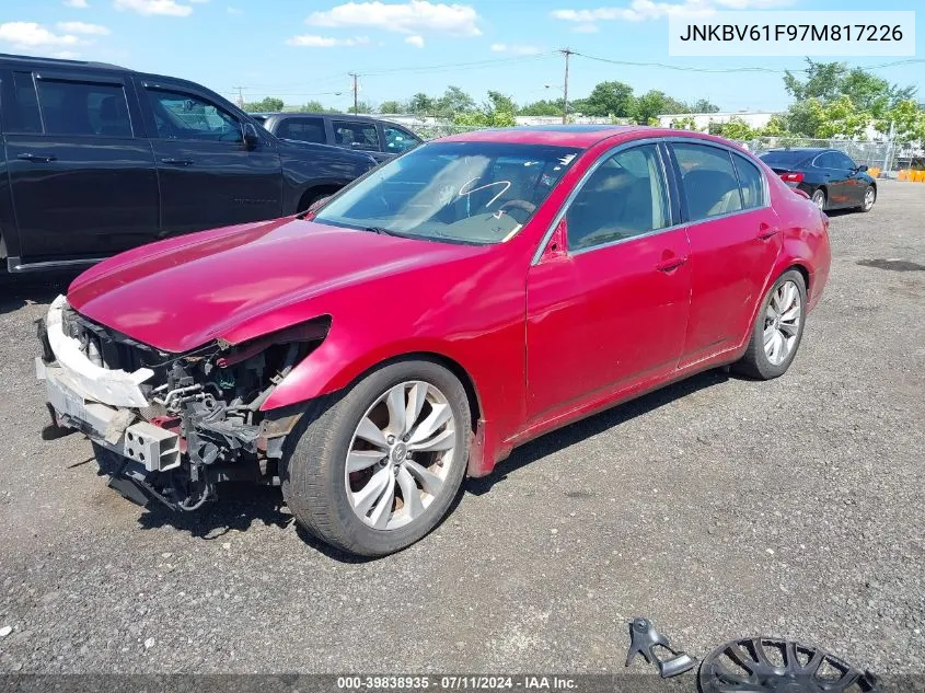 2007 Infiniti G35X VIN: JNKBV61F97M817226 Lot: 39838935