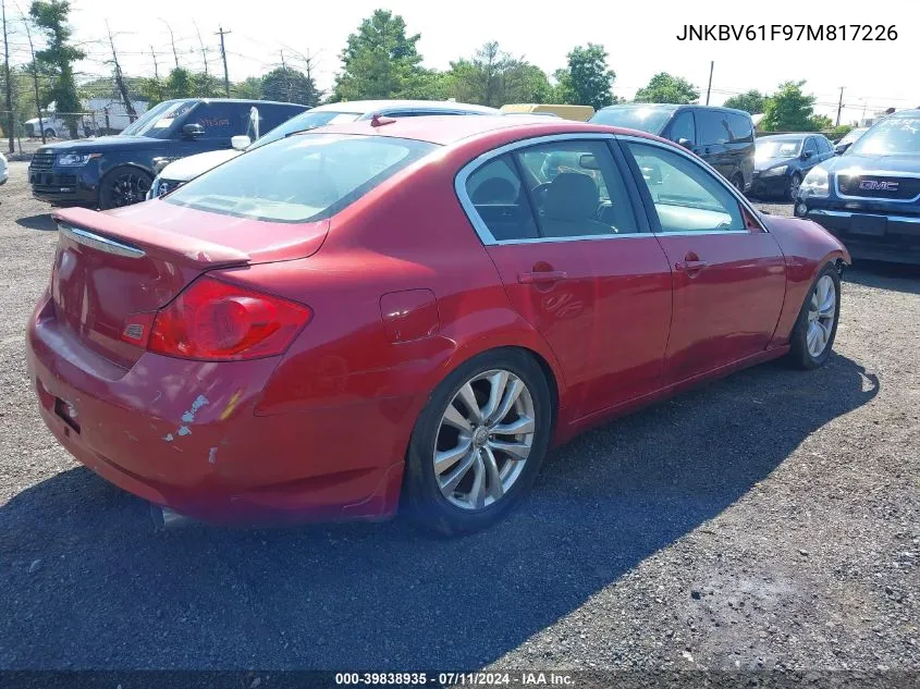 2007 Infiniti G35X VIN: JNKBV61F97M817226 Lot: 39838935