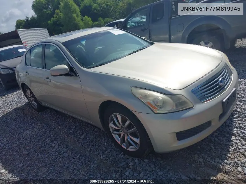 2007 Infiniti G35X VIN: JNKBV61F77M819945 Lot: 39929265