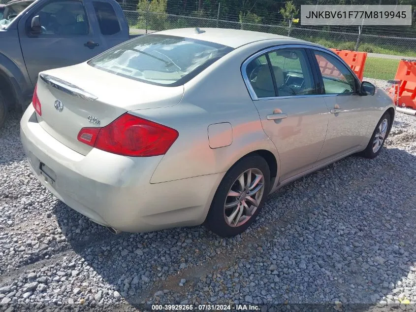 2007 Infiniti G35X VIN: JNKBV61F77M819945 Lot: 39929265