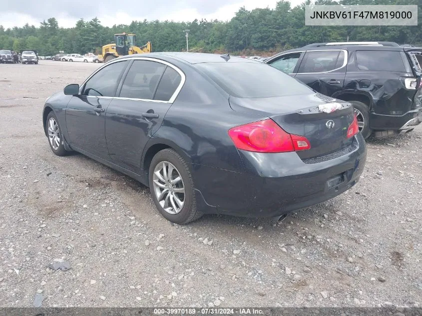 2007 Infiniti G35X VIN: JNKBV61F47M819000 Lot: 39970189