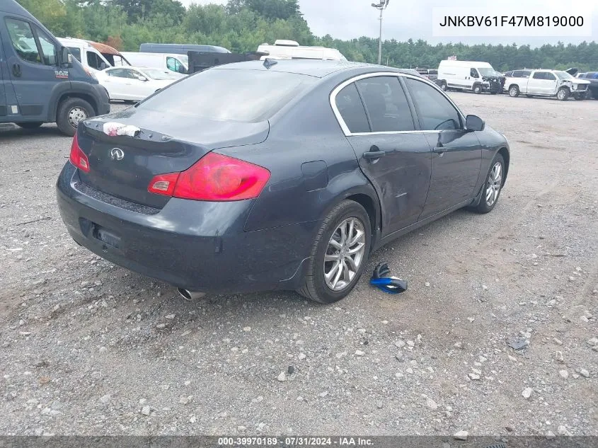 2007 Infiniti G35X VIN: JNKBV61F47M819000 Lot: 39970189