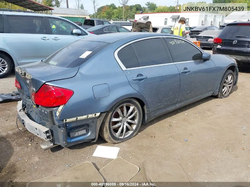 2007 Infiniti G35X VIN: JNKBV61FX7M805439 Lot: 40196059