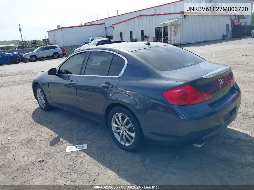 2007 Infiniti G35X VIN: JNKBV61F27M803720 Lot: 40259095