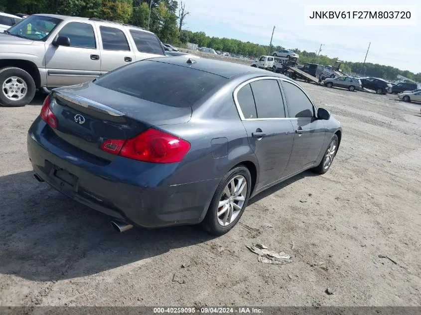 2007 Infiniti G35X VIN: JNKBV61F27M803720 Lot: 40259095