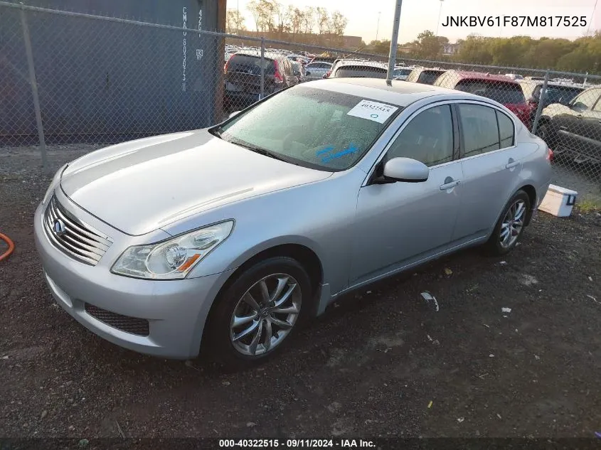 JNKBV61F87M817525 2007 Infiniti G35X