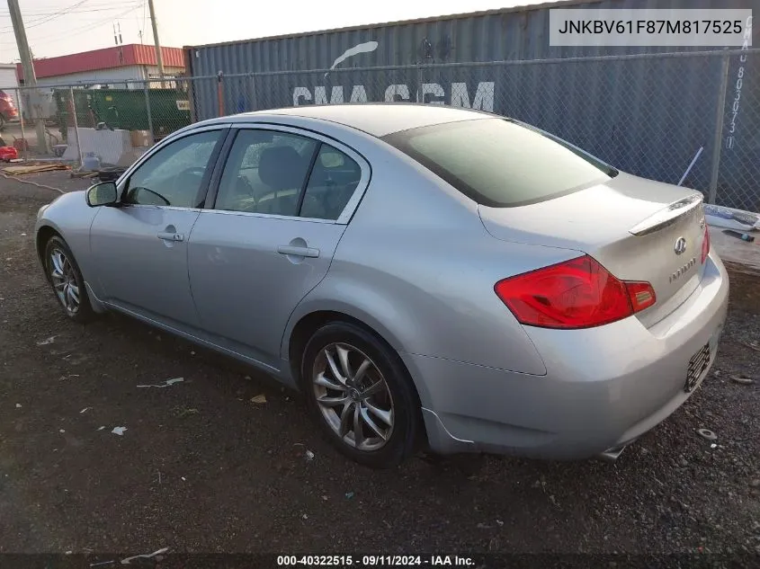 JNKBV61F87M817525 2007 Infiniti G35X