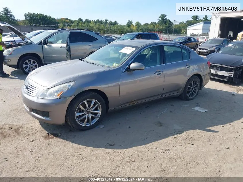 2007 Infiniti G35X VIN: JNKBV61FX7M816408 Lot: 40327047