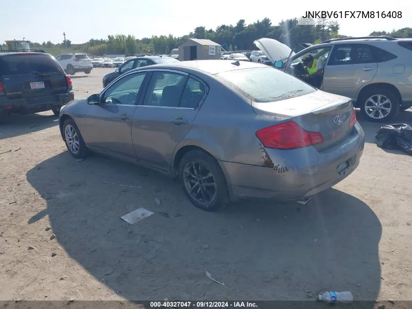 2007 Infiniti G35X VIN: JNKBV61FX7M816408 Lot: 40327047