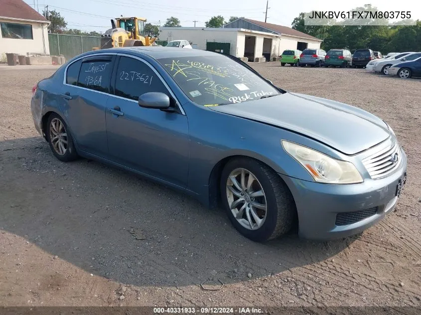 2007 Infiniti G35X VIN: JNKBV61FX7M803755 Lot: 40331933