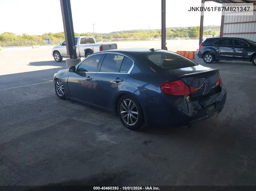 2007 Infiniti G35X VIN: JNKBV61F87M821347 Lot: 40460393