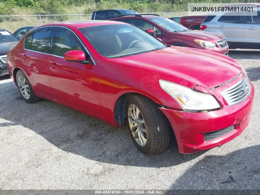 2007 Infiniti G35X VIN: JNKBV61F87M814401 Lot: 40474153