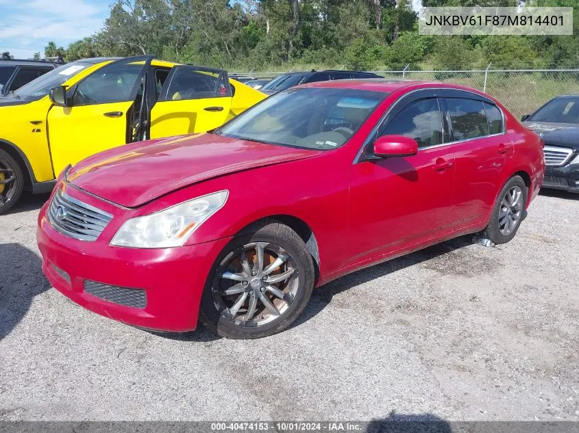 2007 Infiniti G35X VIN: JNKBV61F87M814401 Lot: 40474153