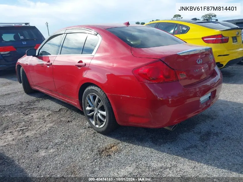 2007 Infiniti G35X VIN: JNKBV61F87M814401 Lot: 40474153