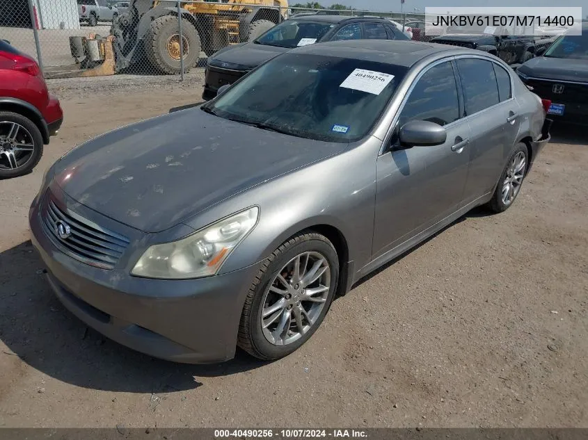 2007 Infiniti G35 Sport W/6-Speed Manual VIN: JNKBV61E07M714400 Lot: 40490256