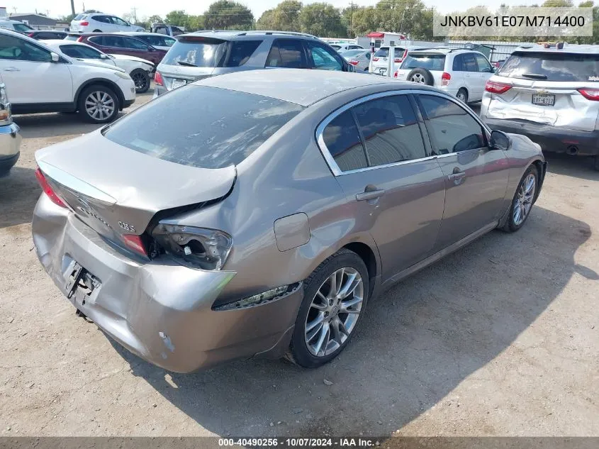 2007 Infiniti G35 Sport W/6-Speed Manual VIN: JNKBV61E07M714400 Lot: 40490256