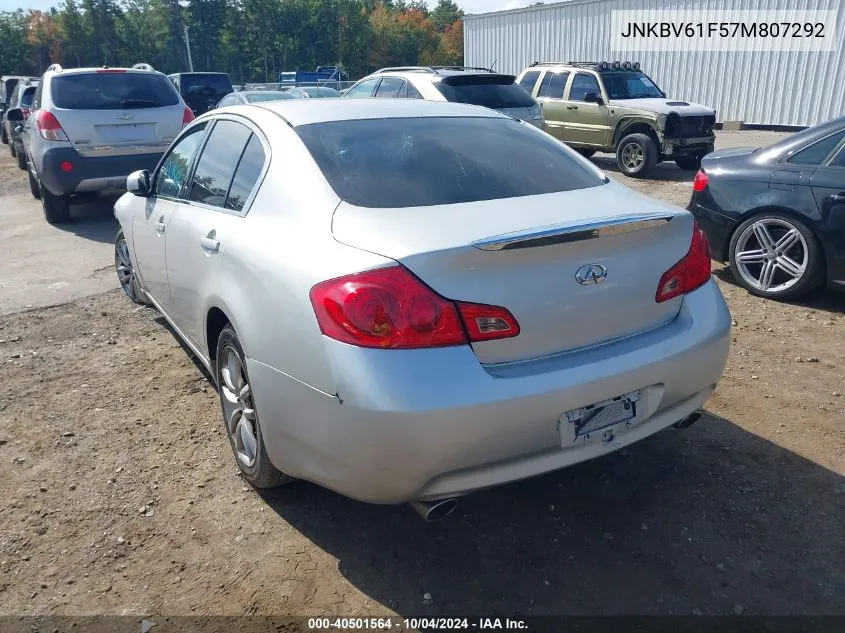 2007 Infiniti G35X VIN: JNKBV61F57M807292 Lot: 40501564