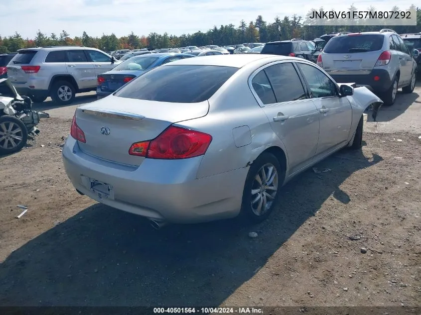 2007 Infiniti G35X VIN: JNKBV61F57M807292 Lot: 40501564