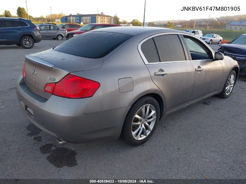 2007 Infiniti G35 VIN: JNKBV61F47M801905 Lot: 40539433