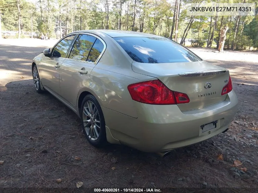 2007 Infiniti G35 Journey VIN: JNKBV61E27M714351 Lot: 40600261