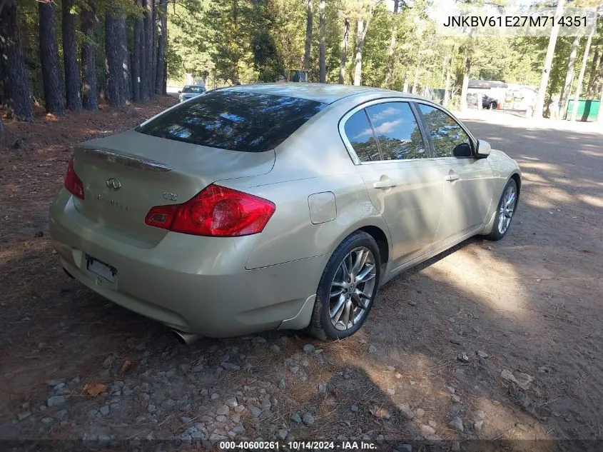 2007 Infiniti G35 Journey VIN: JNKBV61E27M714351 Lot: 40600261