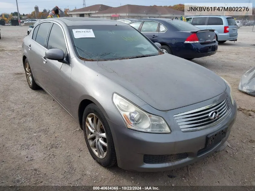 2007 Infiniti G35X VIN: JNKBV61F47M802276 Lot: 40634365