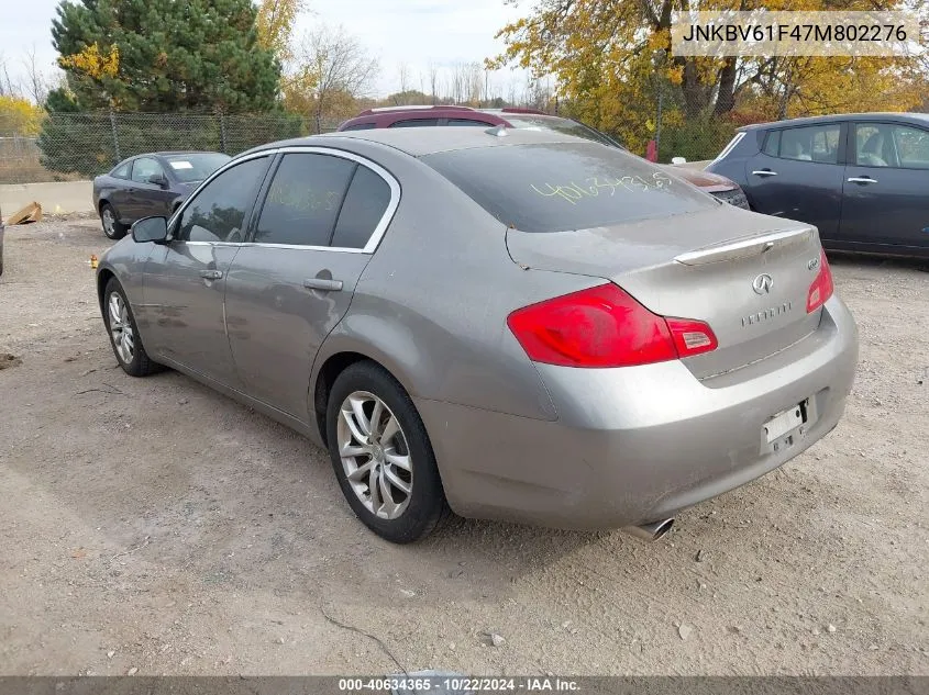 2007 Infiniti G35X VIN: JNKBV61F47M802276 Lot: 40634365