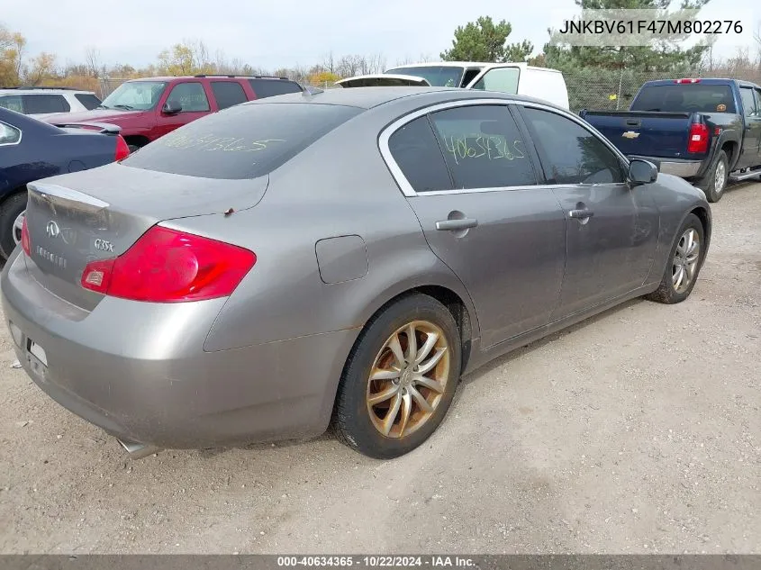 2007 Infiniti G35X VIN: JNKBV61F47M802276 Lot: 40634365